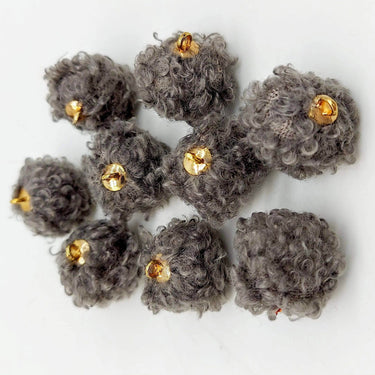 Grey Fur Fabric Ball Tassel, Button with Ring Cap, Decorative Tassels